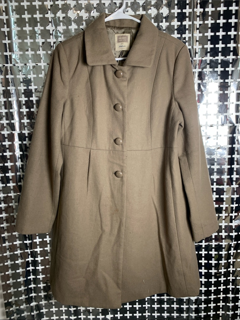 Old Navy Brown Women's Wool-Blend Pea Coat